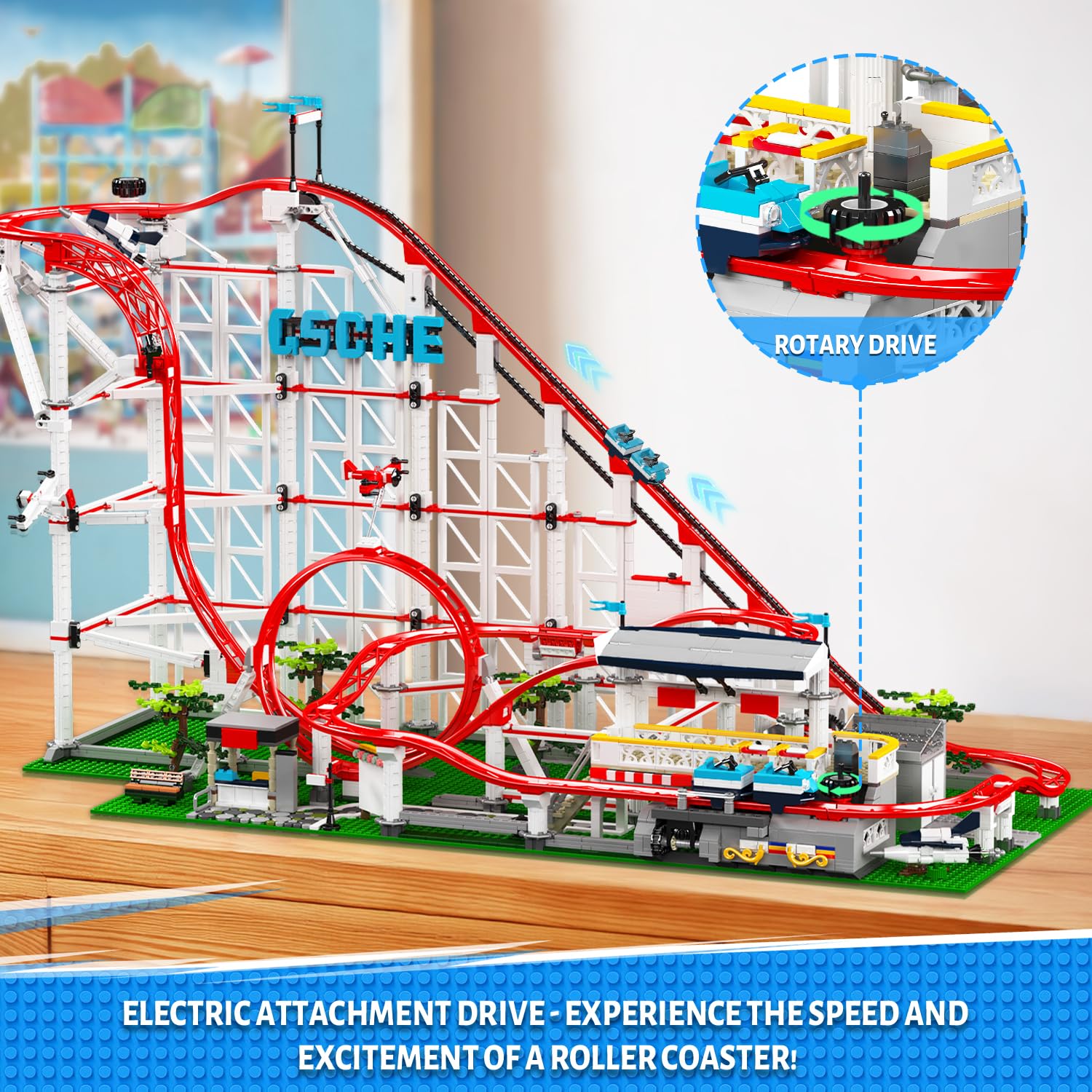 Mould King 11014 Looping-Achterbahn Bausteine Spielzeug, 3646 Teile Expert Loop Coaster Bauspielzeug, Vergnügungspark Untersetzer Klemmbausteine Technik mit Motor, Rollercoaster Modell für Erwachsene 4