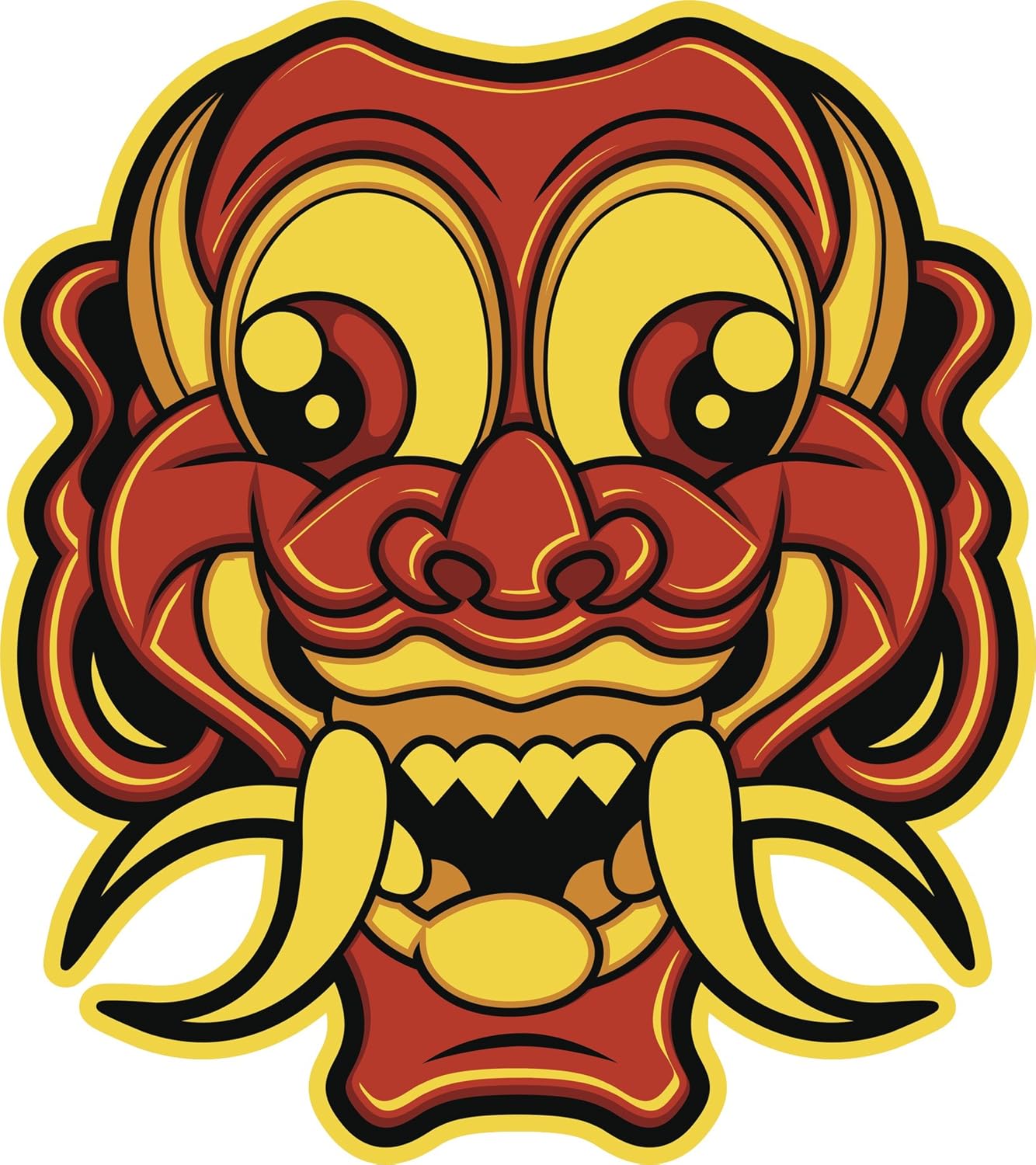 Download Amazon Com Divine Designs Red Yellow Japanese Oni Mask Cartoon Icon Vinyl Decal Sticker 8 Tall Automotive PSD Mockup Templates