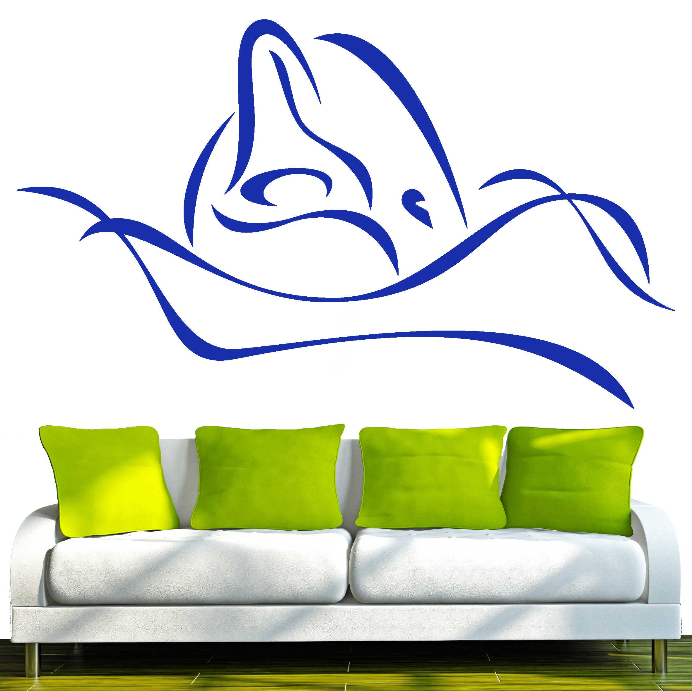 INDIGOS 4051095772279 Childrens Wall Stickers – D243 Beautiful Dolphin Tribal, Vinyl, Blue, 120 x 71 cm — image 1