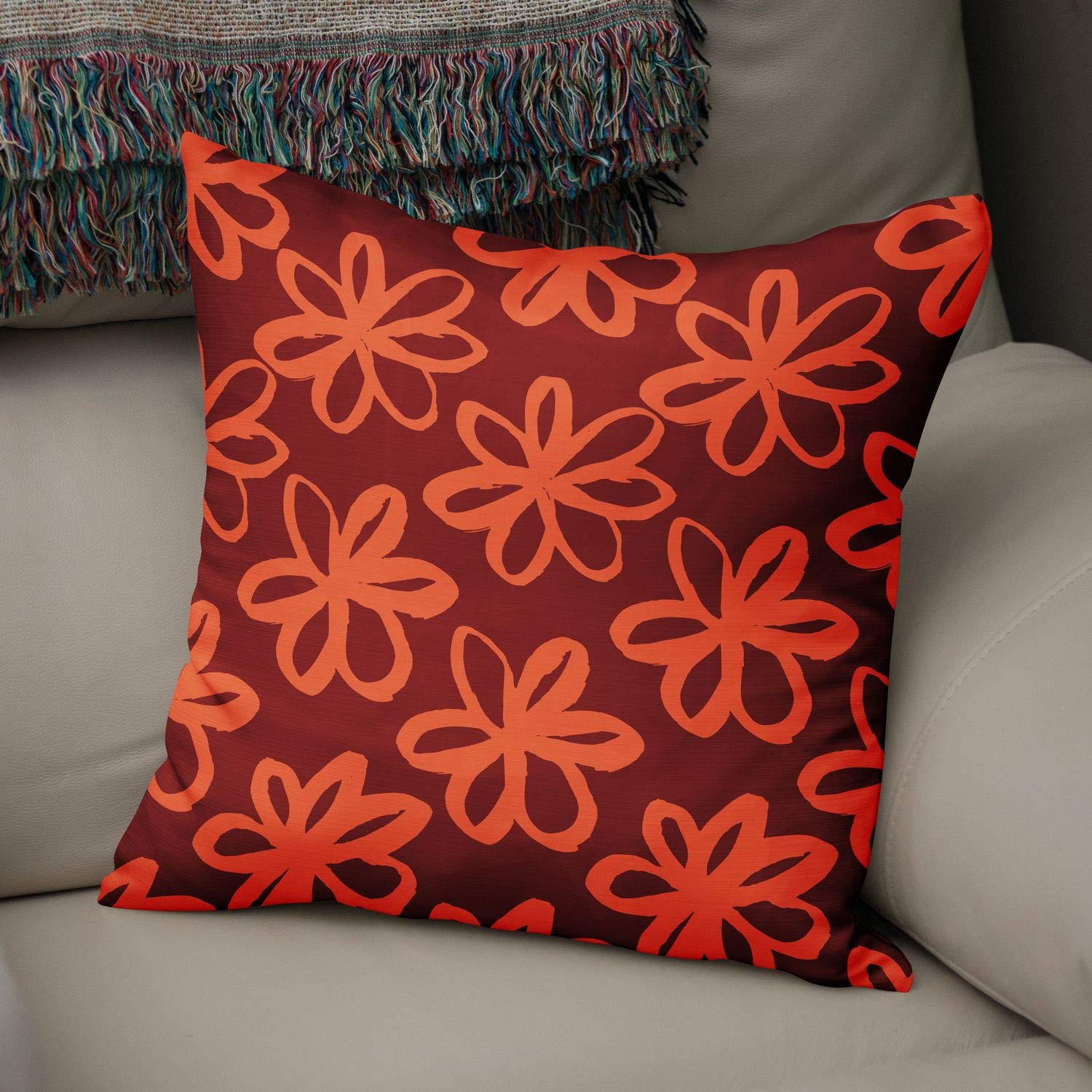 Bonamaison Decorative Cushion Cover, Polycotton, Orange, Standard