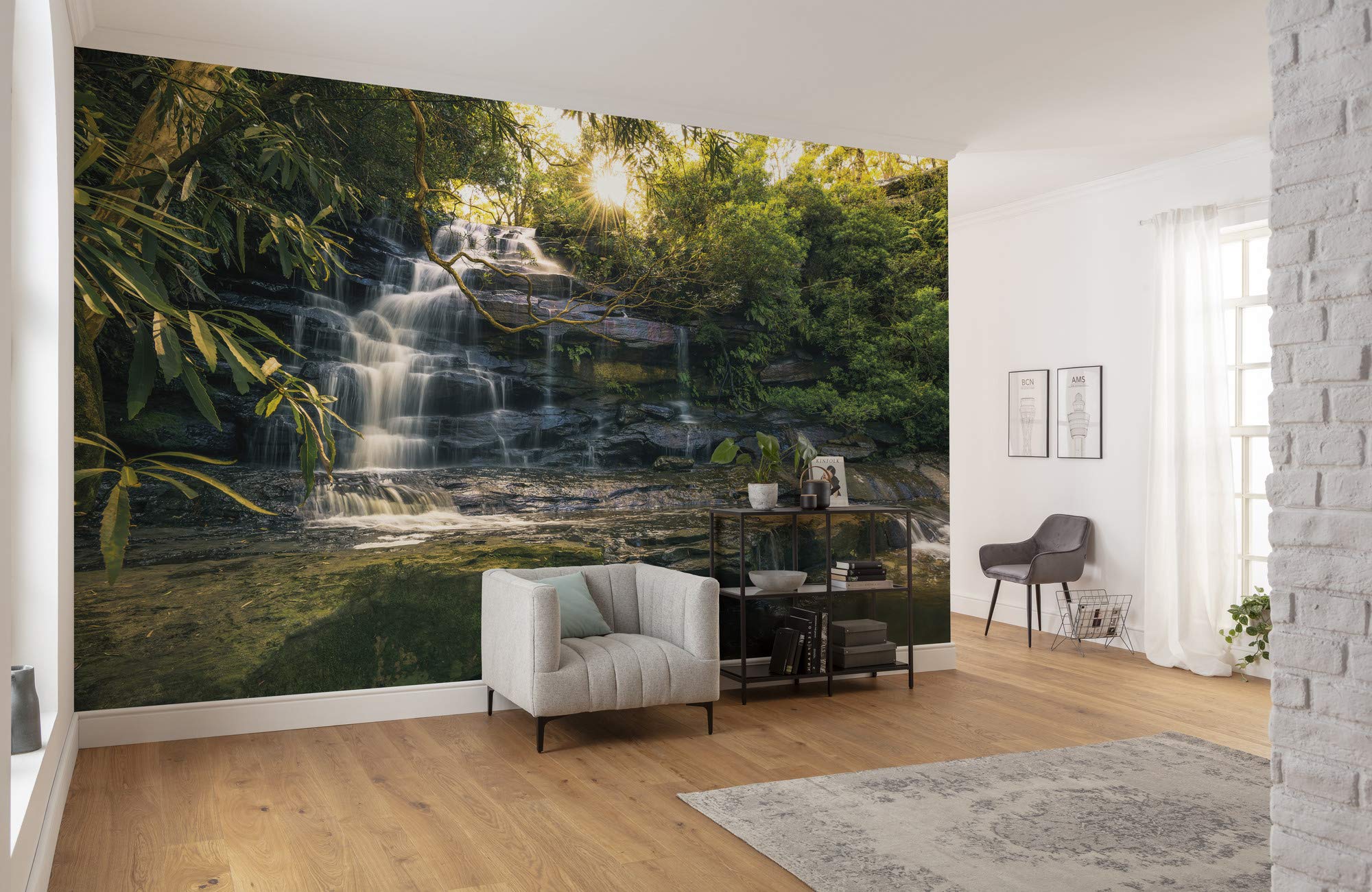 Komar Golden Falls SHX9-131 Non-Woven Photo Wallpaper XXL Decoration Nature Landscape Bedroom Living Room Office Hallway Size 450 x 280 cm (Width x Height) Multi-Coloured