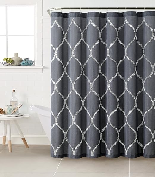 Amazon Com Victoria Classics Fabric Shower Curtain With White