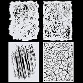Aceorbit 4 Pcs Airbrush Texture Stencils Kit, Abstract 5.25" x 4" Templates | White Art Template Precision Laser Cut for Painting, Reusable Stencil Template, for Cars T-shirts Tattoos DIY Crafts Projects