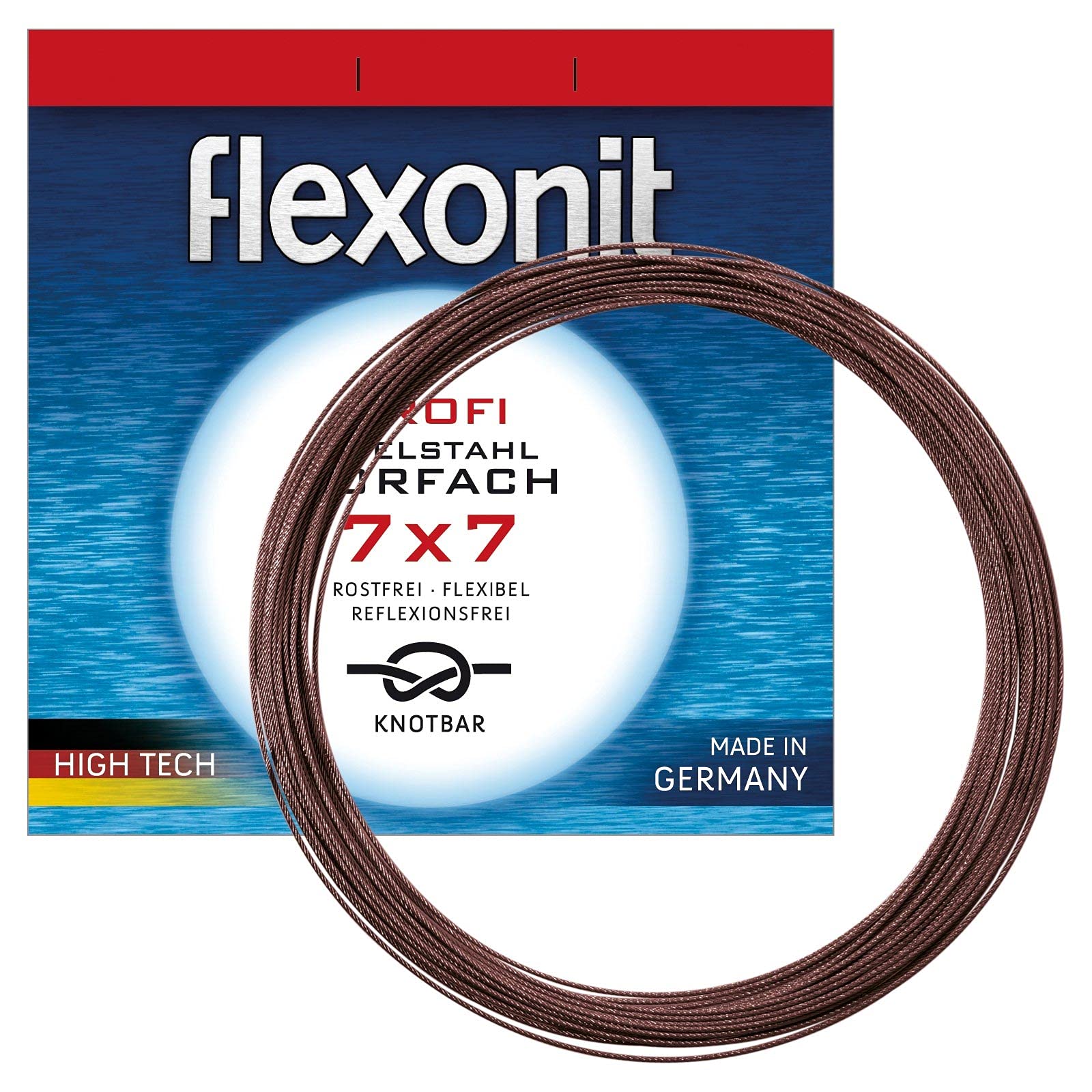 Flexonit Unisex - Adult 10C4050801000255C10 Steel Leader Fishing Sold by the Metre 7x7 0.54mm 24.0kg 4m, Colourful, Normal