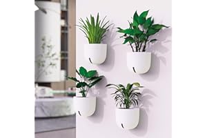 Haligo 4PCS Self-Watering Wall Planters for Indoor Plants, White Wall Mounted Plant Holder, Wall Hanging Planter for Outdoor Plants, Plant Wall Decor for Succulents, Flowers, Herbs
