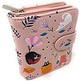 Shag Wear Cats in the Garden Small Animal Wallet For Women and Teen Girls Vegan Faux Leather 4.5" Pink