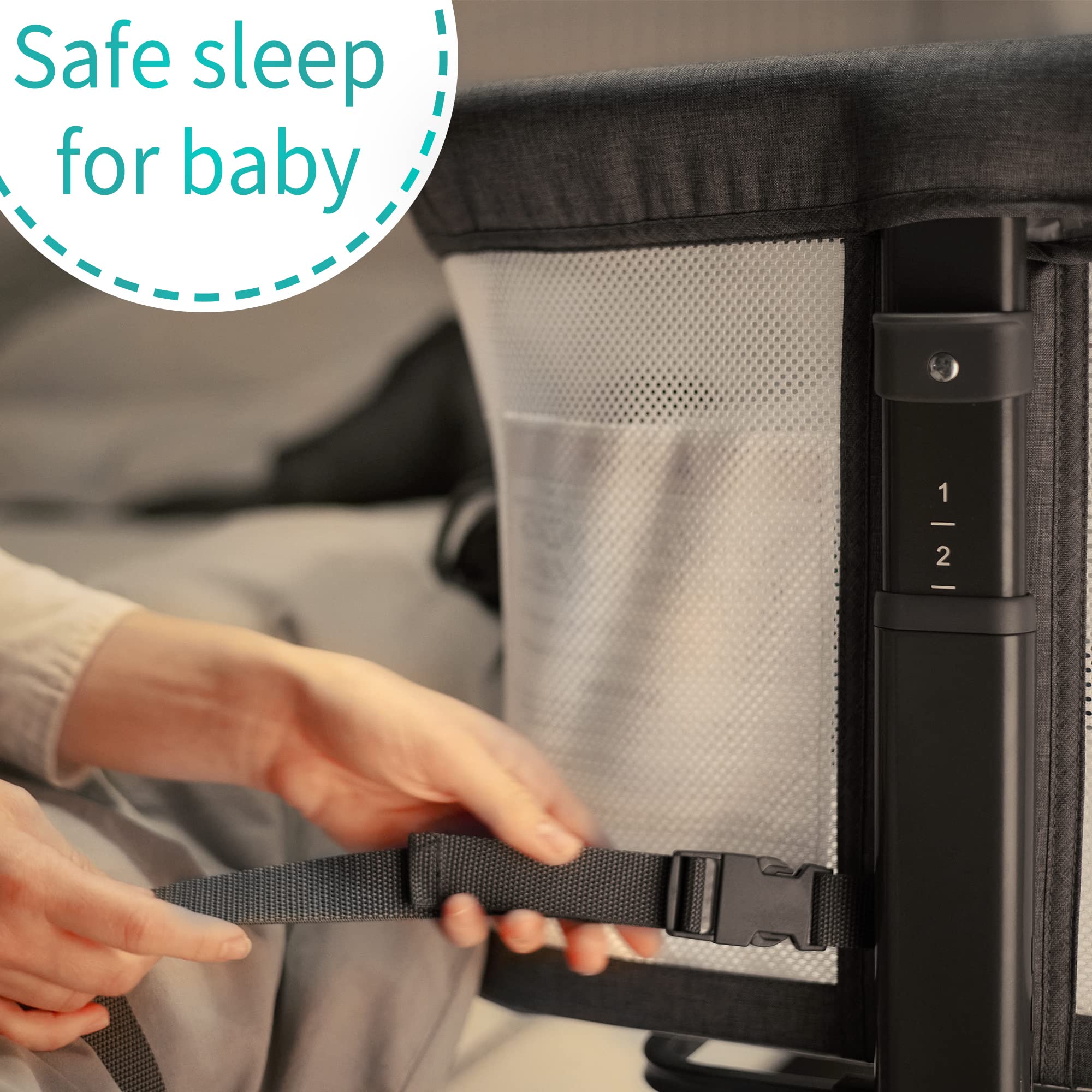AMKE Baby Bassinets,All mesh Crib Portable for Safe Co-Sleeping,Adjustable Bedside Sleeper,Baby Bed for Infant Newborn