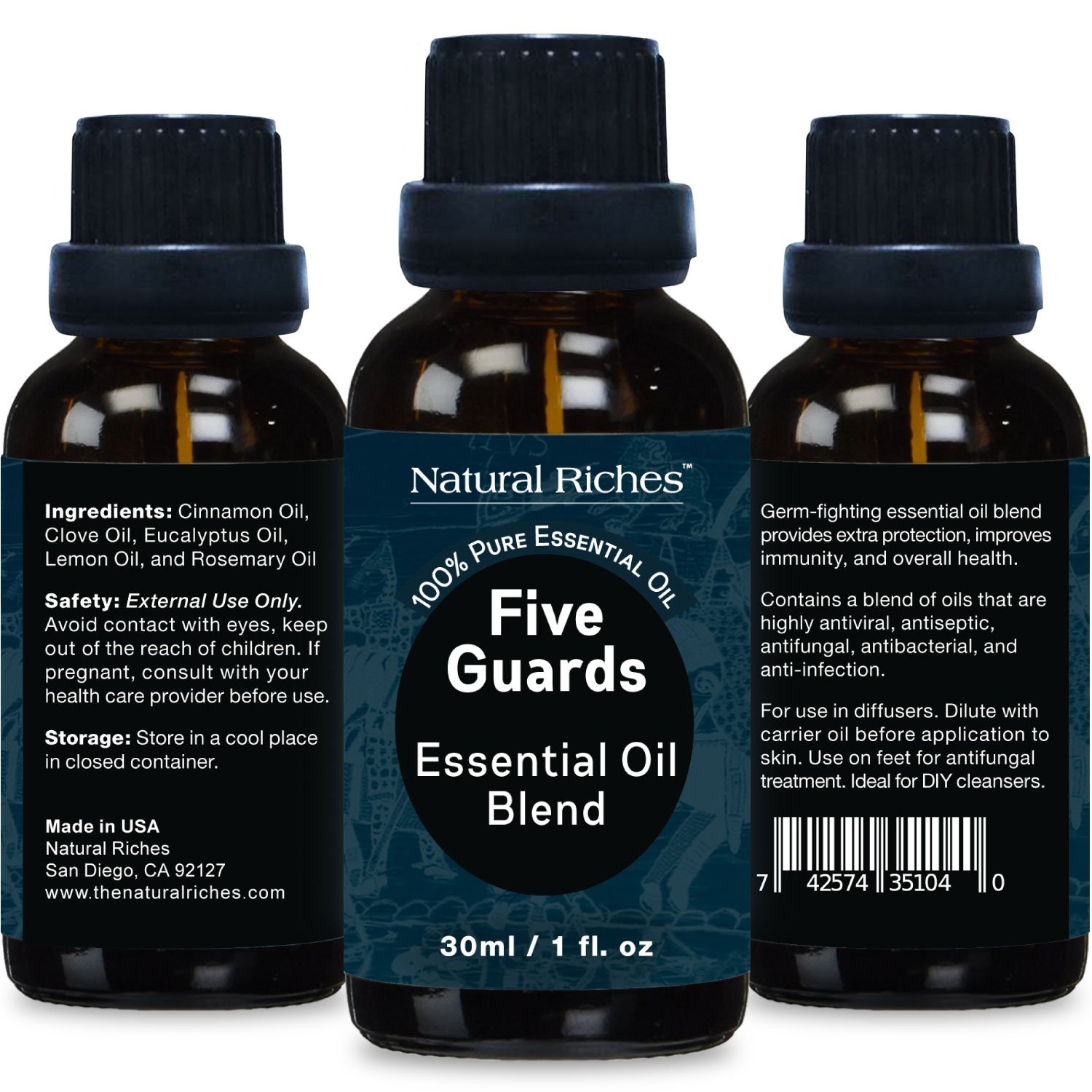 Five Guards Thieves Synergy Blend, Essential Oils 30 ml 100 Pure