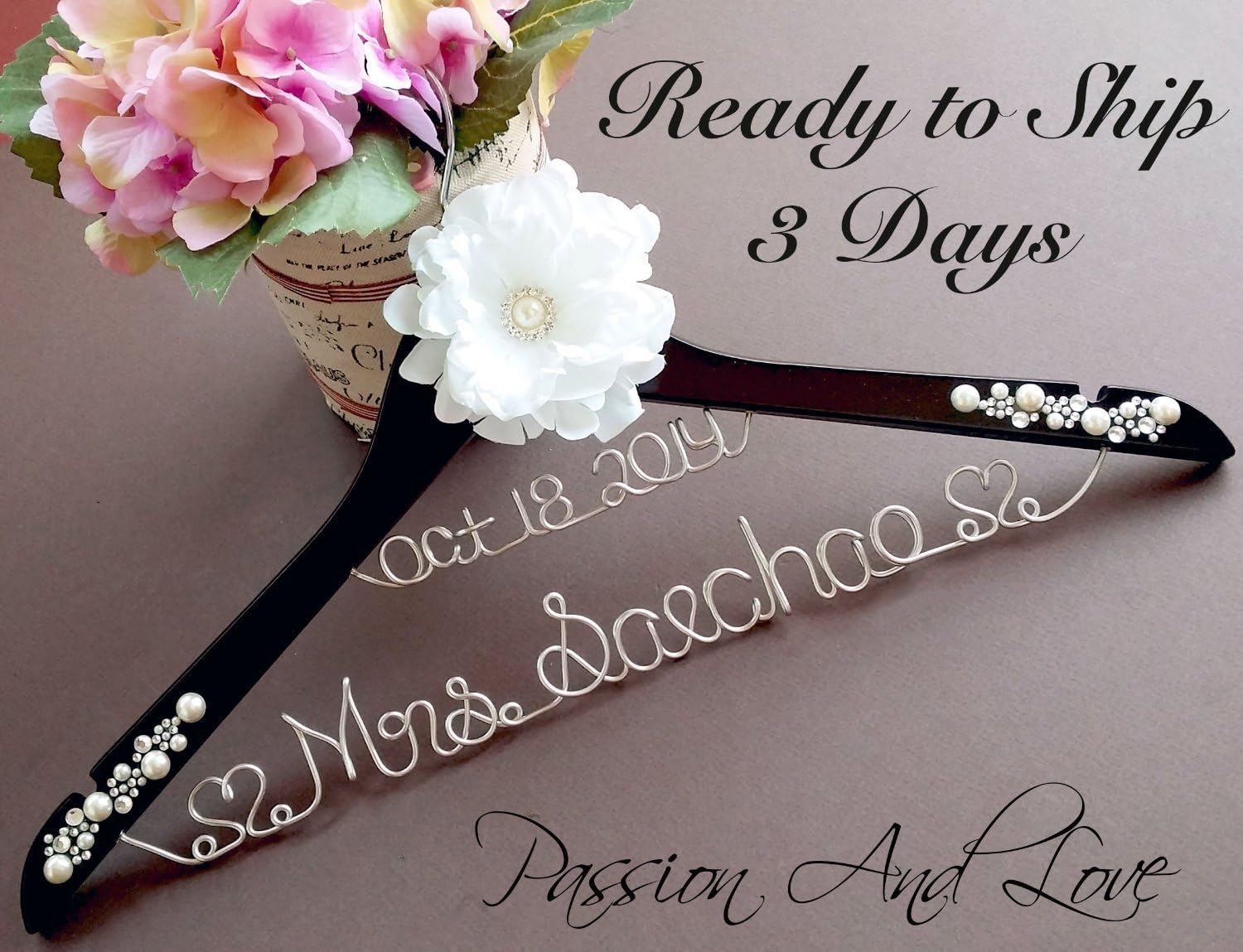 Personalize Bridal Hanger, Name Hanger, Wedding Hanger, Custom Hanger, Mrs. Hanger, Name Wire Hanger, Bridal Party Hanger