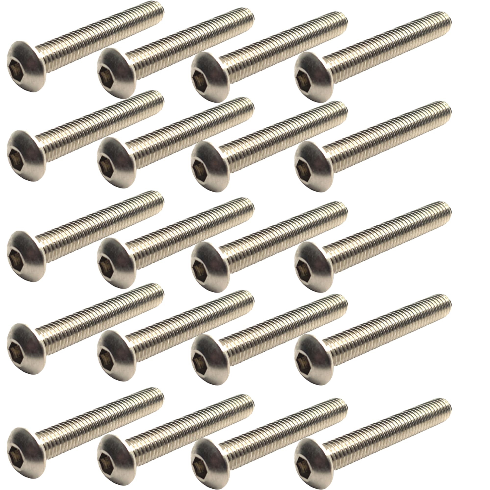 M5 x 30mm Button Head Socket Machine Screws, Fully Threaded, A2 Stainless Steel – Pack of 20
