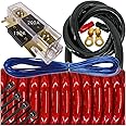 Audiotek 6000 Watts Maximum Power 0 Gauge Car Vehicle Audio Amplifier Installation Kit HOT Red 17 ft Power Cable 150+200A Fuse/All Accessories and Terminal Included RED