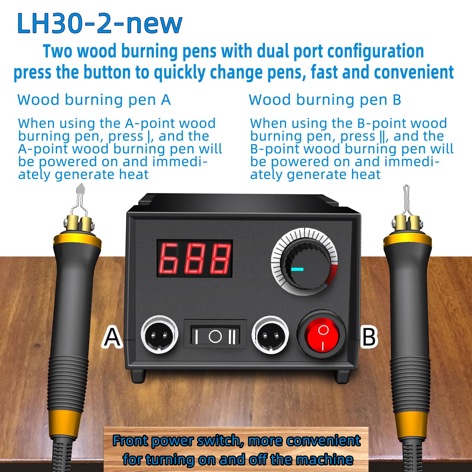 FIRElood LH30 Wood Burning Kit, Digitally Adjustable Temperature Wood Burner Pen Kit, Wood Burning Tool, Professional Wood Burner Tool Kit for Adults and Beginners Craft (LH30-2 New)