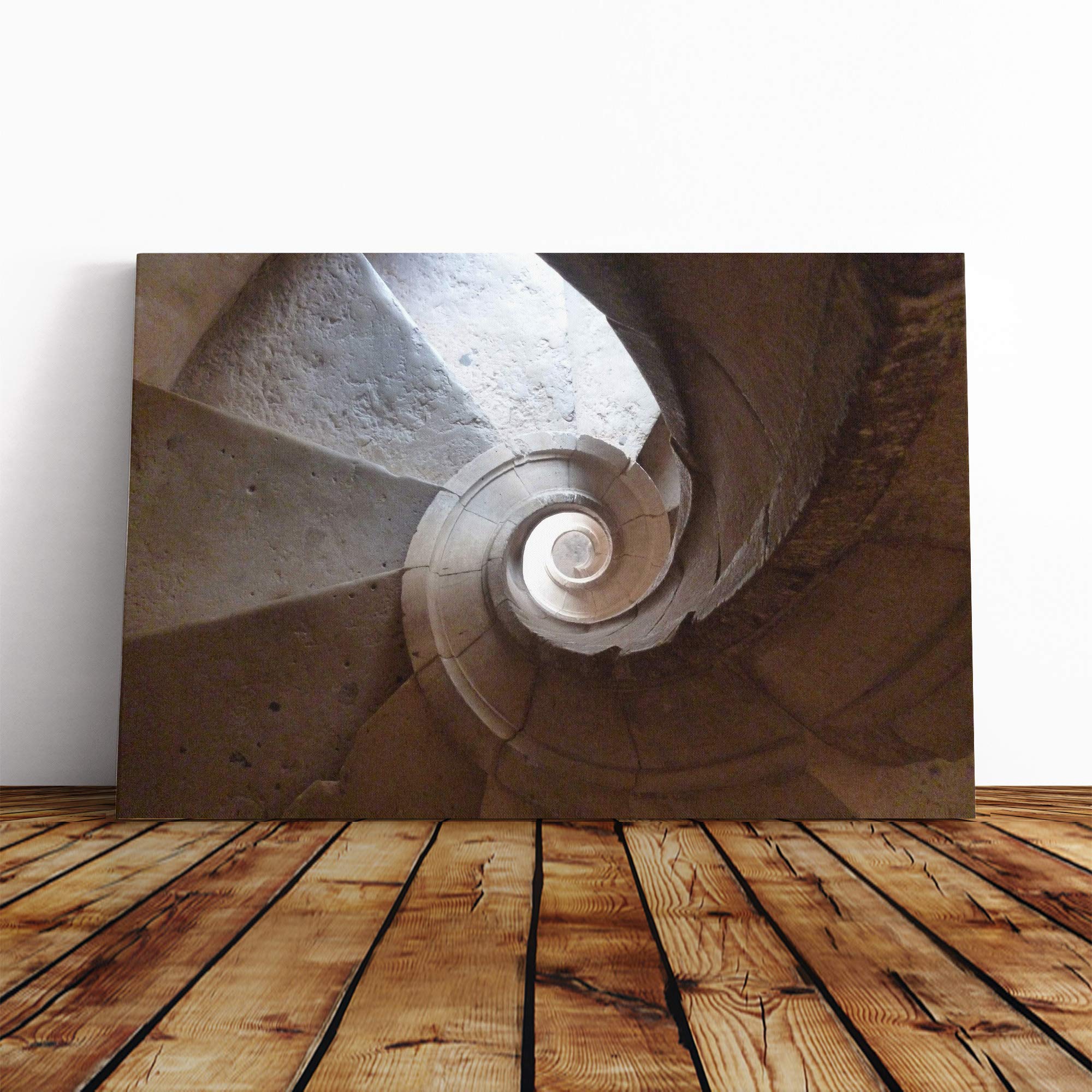 Architecture Spiral Staircase Canvas Print | Gallery Wrapped 30mm Frame Wall Art | 20x14 inches | Ready to Hang | Modern Cityscape Picture | Living Room Bedroom Lounge Office
