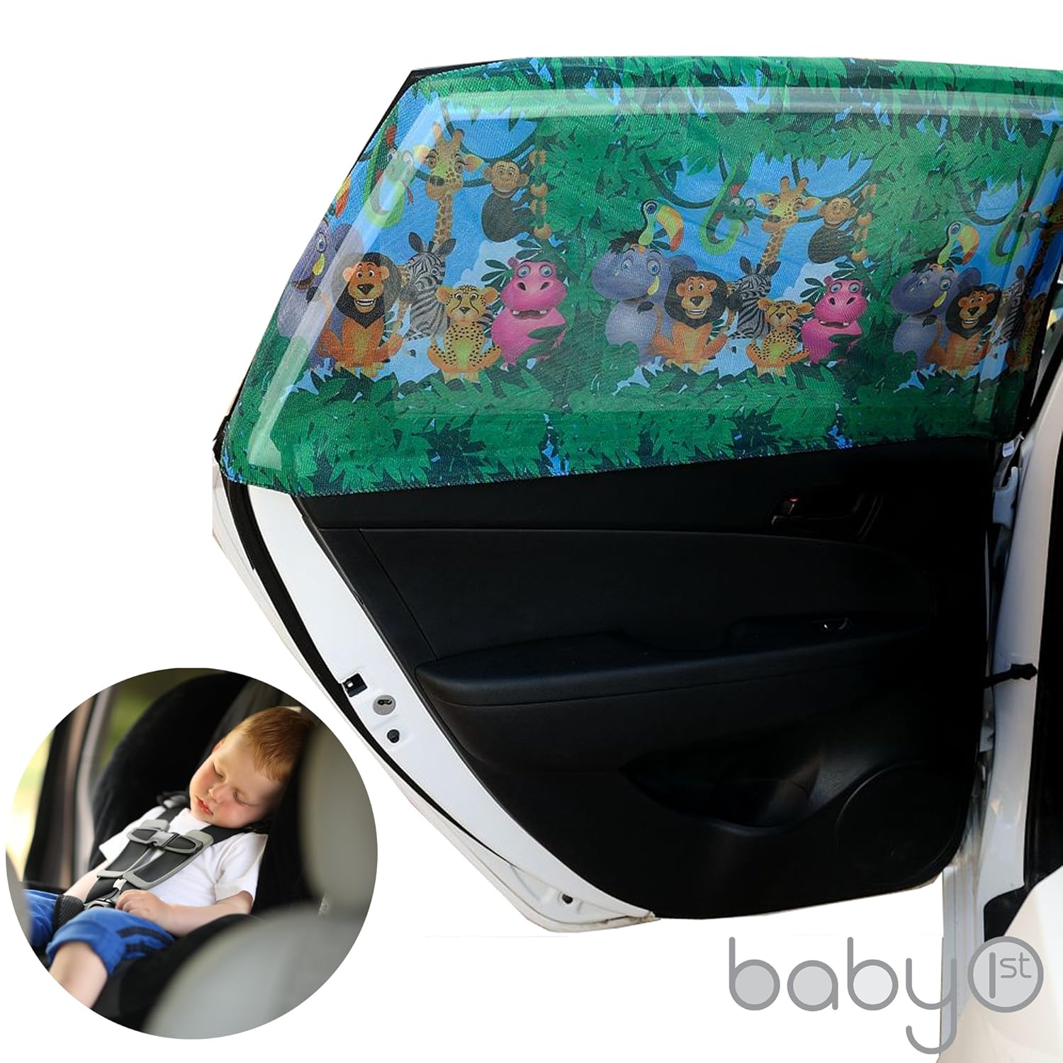 Große rechteckige Baby Auto Lampenschirm mit Tiere für hinten Seite