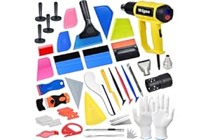 Wigoo Car Vinyl Wrap Kit with LCD Heat Gun [Anti-scalding Protection] [Complete Mod Toolkit] Felt Squeegee, Vinyl Cutter Set and More - Complete Wrap and WindowTint Kit for Professional Results