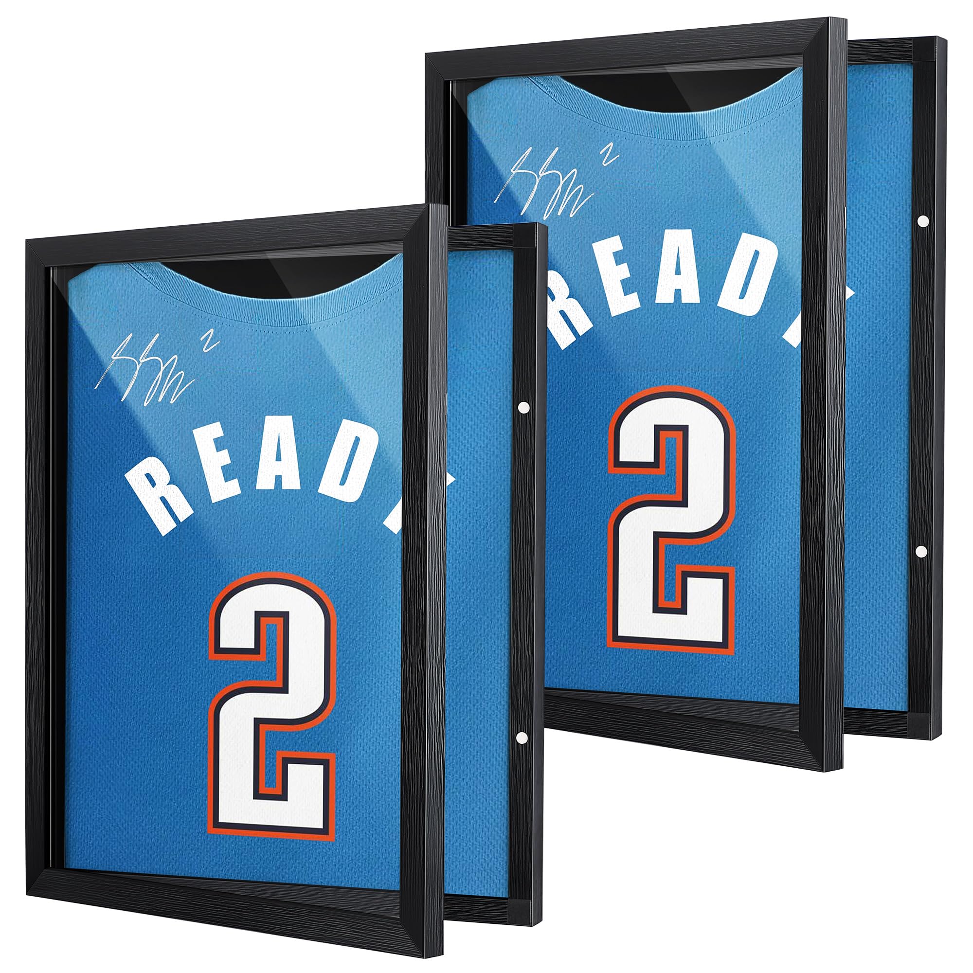 Photo 1 of 2 Pack T Shirt Display Frame, Bigger 18" x 14" Shadow Box Black T Shirt Frame with 98% UV Protection Acrylic, 1" Depth of Usable Space Shadow Box, Display Case for Shirts, Jerseys, Memorabilia