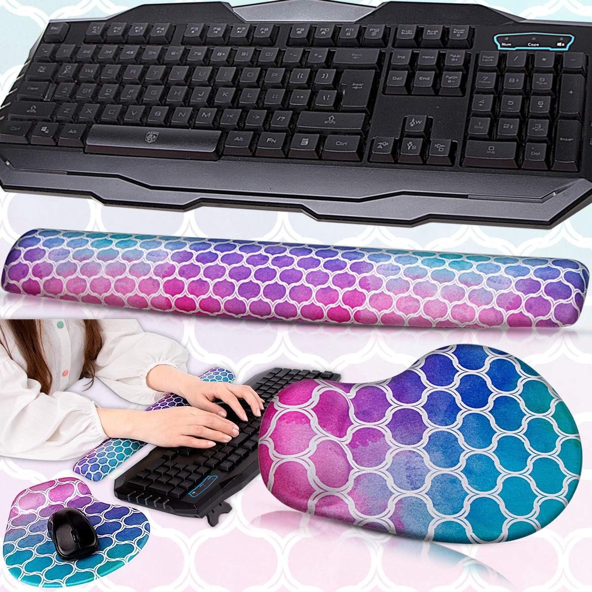 Shidan KE1 Memory Foam Non Slip Mouse Pad Wrist Rest for Office, Computer & Laptop - Durable & Comfortable & Lightweight for Easy Typing & Pain Relief-Ergonomic Support