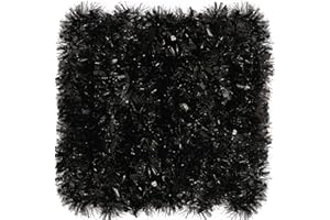 ZHUQING 26.2 Feet Black Holiday Tinsel Garland for Christmas,Halloween, Birthday, Weddings, Party Decorations, Xmas Foil Tinsel Garland for All-Season Home Indoor Outdoor Party Supplies(Black)
