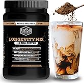 Black Forest Longevity Mix Liquid NAD+ Alternative Mocha Coffee 10-in-1 with NMN 250mg, Glutathione 250mg, TMG, Magnesium Glycinate, Vitamins D3 K2 C B12, High Polyphenol Cocoa, 30 Servings