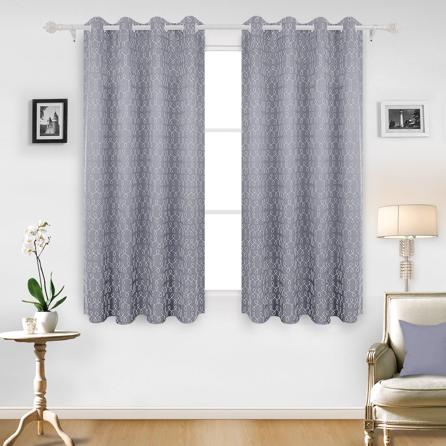 Deconovo Ring Top Curtains Eyelet Geometrical Pattern Eight Printed