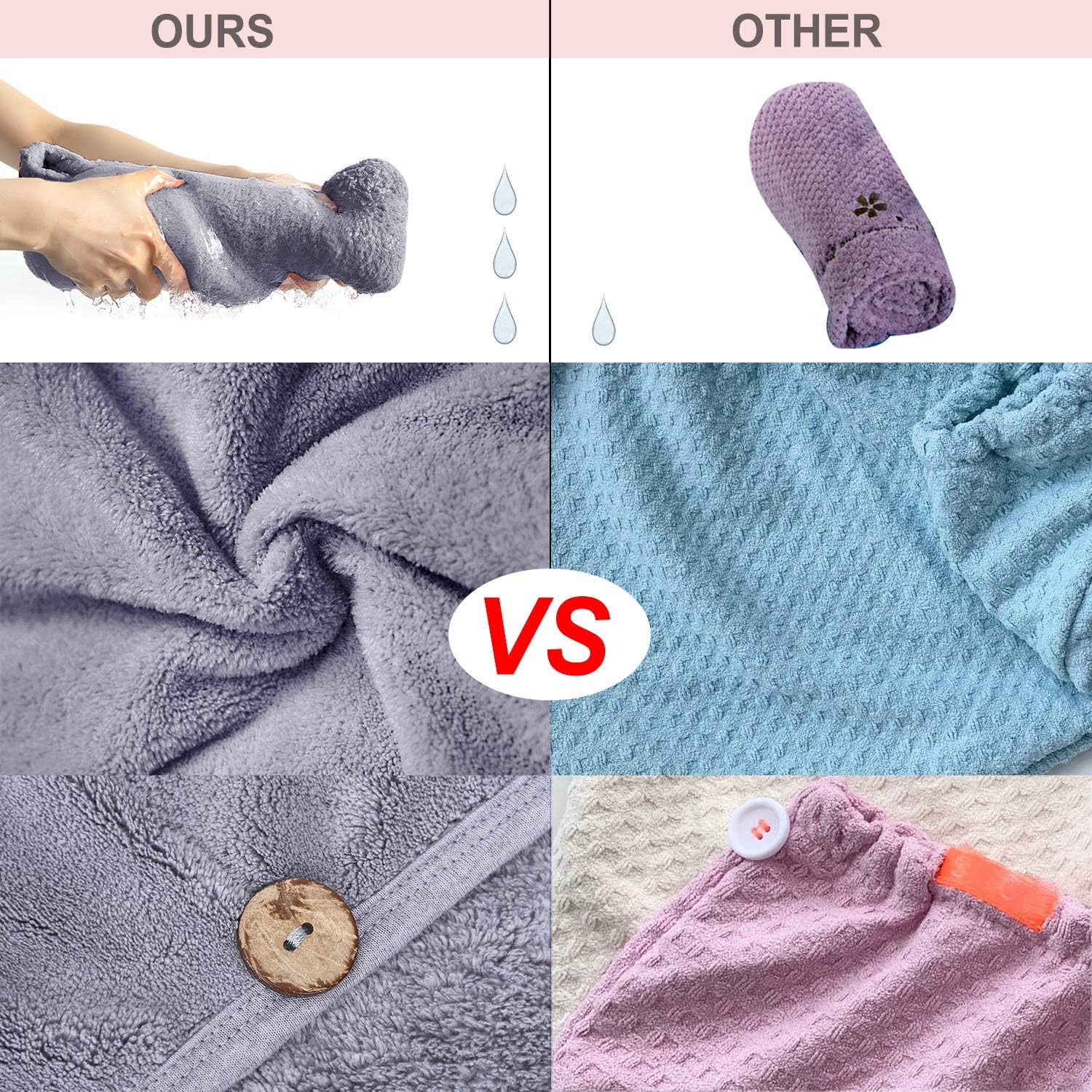 Microfiber Hair Towel Wrap Set - Anti Frizz Microfiber Hair Towel for Curly Long Hair Drying Towels with Makeup Headband-Quick Magic Hair Dry for Women- Gift Box: Home & Kitchen