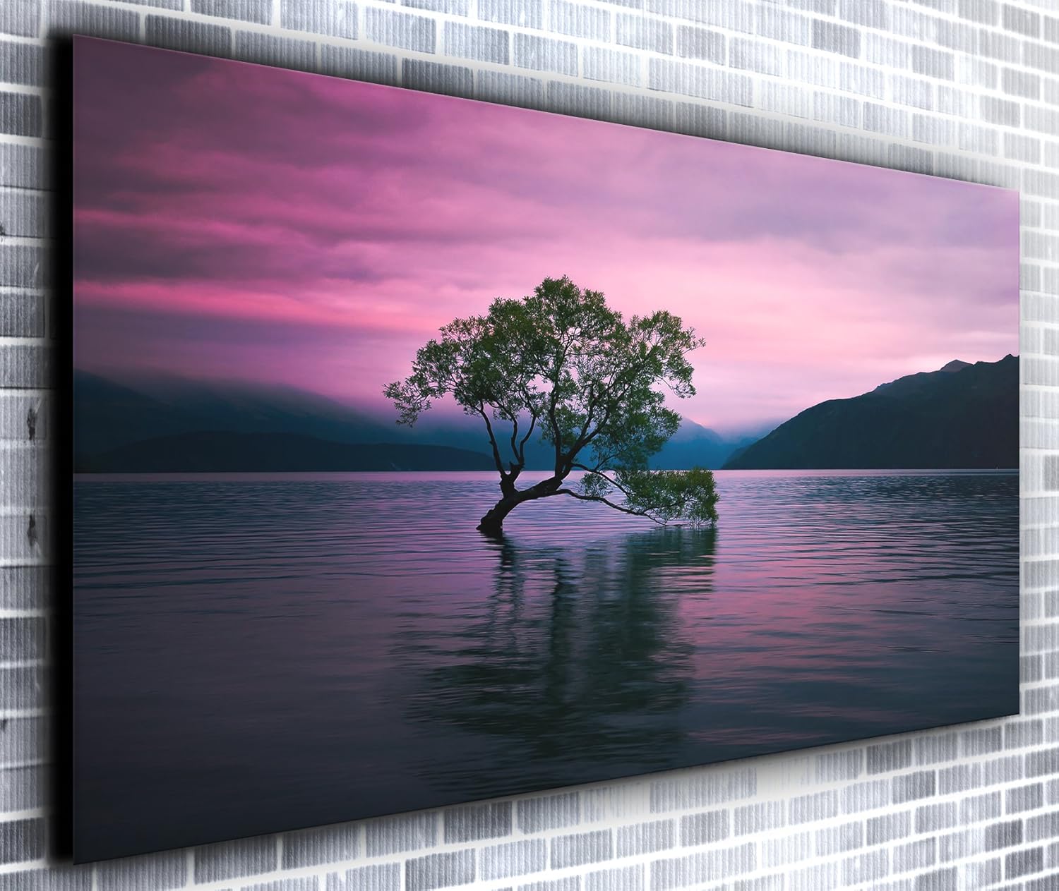 Lake Reflections Wall decor Panoramic Canvas Wall Art Print Framed XXL