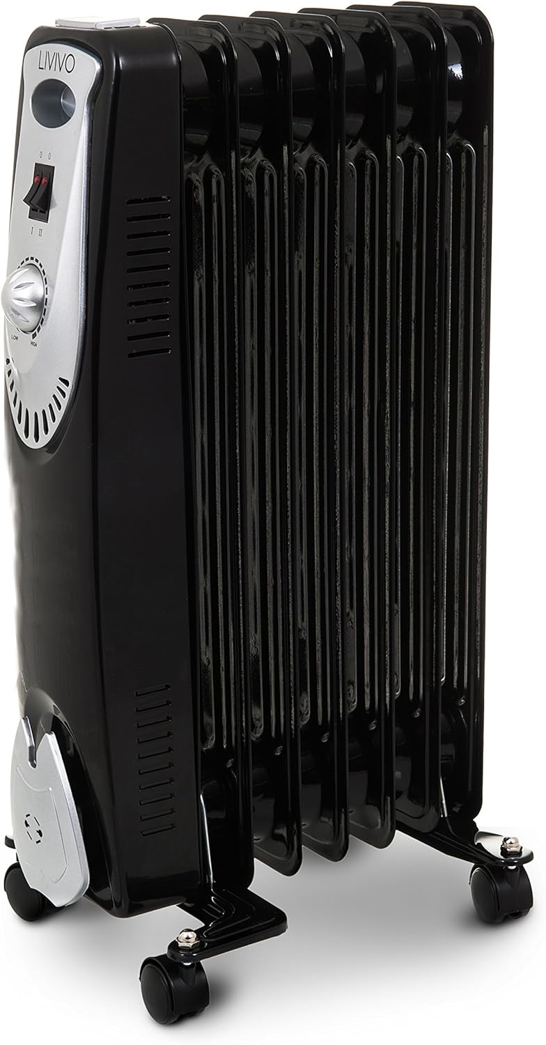 LIVIVO Black Oil Filled Radiator Portable Electric Heater with