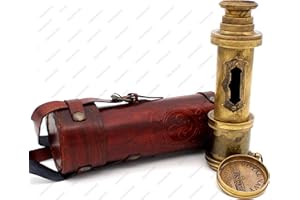 5MOONSUN5 Pirate Brass Telescope, Spyglass Collapsible Monocular Decorative Telescope with Glass Optics for gift Travel, Hiking, Hunting, Navigation with High Resolution, with Lid and Finish by Commando Antique