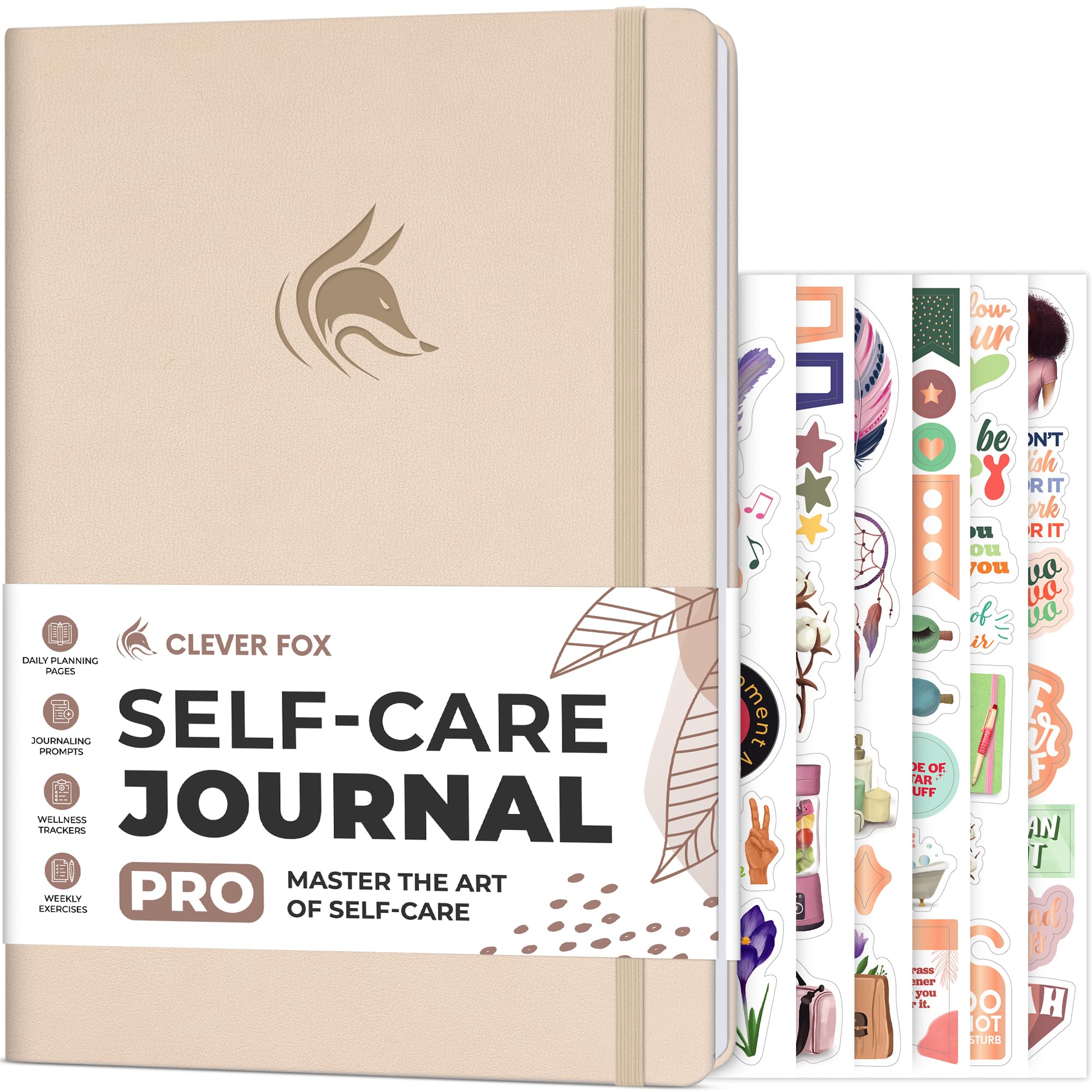 Clever Fox Self-Care Journal PRO – Wellness & Daily Reflection Notebook – Mental Health, Meditation & Mood Journal for Women, 18 x 25.5cm (Seashell)
