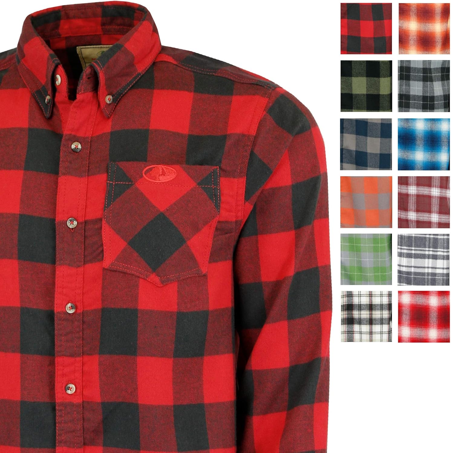 Mossy Oak Flannel Shirt for Men, Buffalo Plaid Long Sleeve Mens Flannel Shirts: Clothing