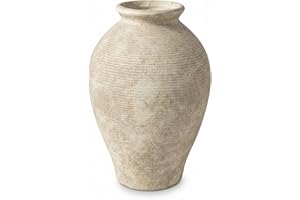 Sawoake Large 9 Inch Ceramic Vase, Farmhouse Rustic Table Centerpiece, Vintage Floor Vase for Dried Flowers, Home Decor for L