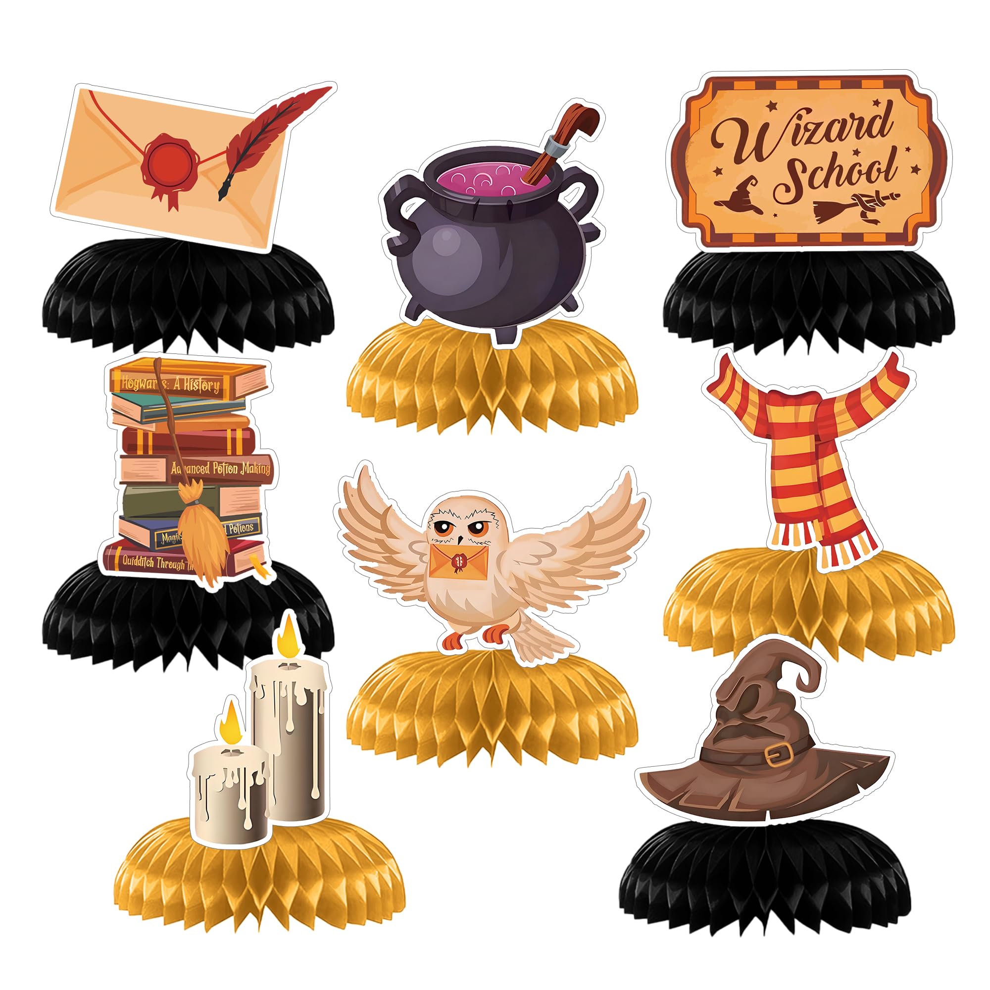 Photo 1 of 8 Pcs Magical Honeycomb Centerpieces, Magical Wizard Theme Birthday Decoration Party Supplies Centerpiece Table Decorations Toppers Perfect for Themed Party, Birthday, Halloween