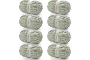 NDICANG 8 Pack Chunky Yarn for Hand Knitting - Chunky Chenille Blanket Yarn for Crocheting - Jumbo Fluffy Yarn for Crochet - Super Bulky Yarn 28.4 yds 7.7 oz Each Skein (Sage Green)