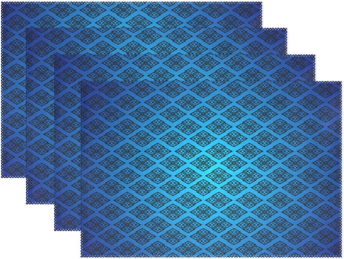 Promini Heat-Resistant Placemats, The Design Pattern Washable Polyester Table Mats Non Slip Washable Placemats for Kitchen Dining Room set of 4
