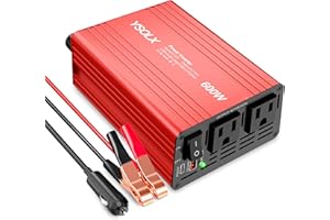 YSOLX 600W Power Inverter, DC 12V to 110V AC Car Inverter with Dual USB C/A Fast Car Charger Adapter(Updated)