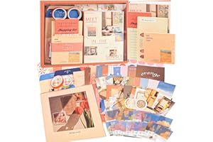 AHMAGEN 348pcs Scrapbook Kit, Scrapbooking Supplies kit with Aesthetic Scrapbook Paper, Washi Stickers, Washi Tape, A6 Notebook Art Journaling Kit for Bullet Junk Journal Planners DIY for Adults Teens Girls