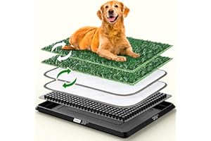 DOVCO Super Absorbent Dog Grass Pad with Tray, 4-Layer Guard to Stop Leakage/Stink/Mess for Puppy Health, Reusable Washable Pee Pads for Dogs, Potty Training Dog Litter Box for Indoor Outdoor, 20"*30"