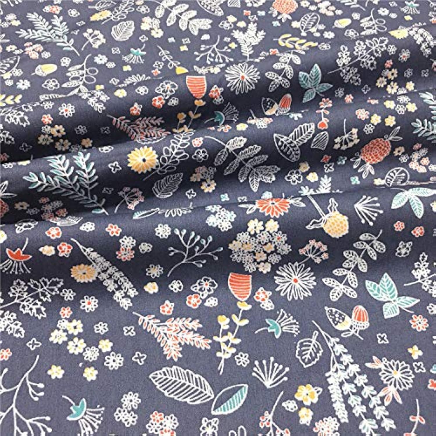 Gyulin 100% Cotton 300 Thread Count Envelope Style V Shaped/Tri/Boomerang Standard Pillow Case Cushion Cover Only Cover No Insert (Navy Gray/Grey Flower Leaves)