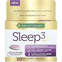 Melatonin by Nature's Bounty, Sleep3 Maximum Strength 100% Drug Free Sleep Aid, Dietary Supplement, L-Theanine…