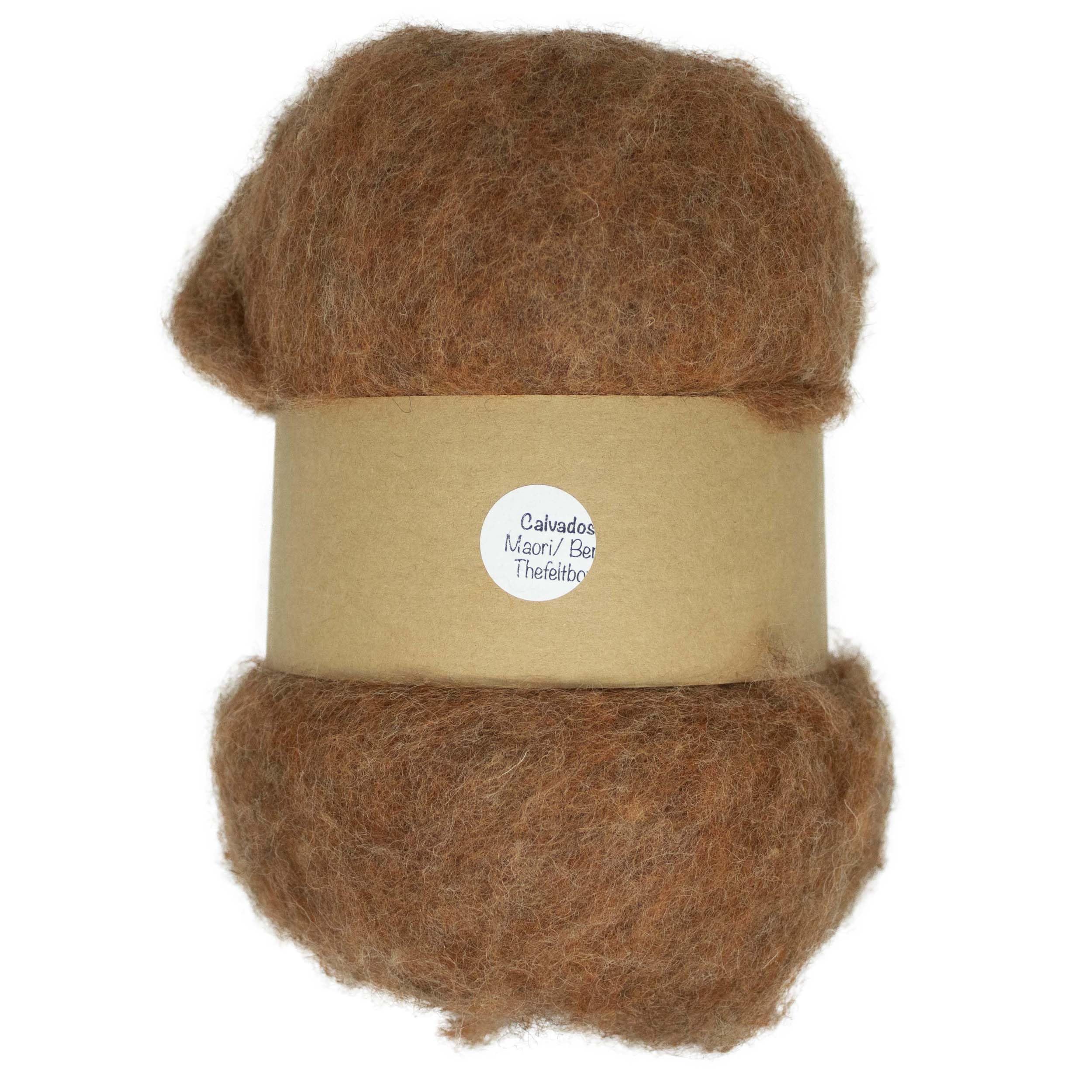 Needle Felting Wool 100g – Carded Batt for Needle & Wet Felting, Core & Finish – Maori DHG – Calvados