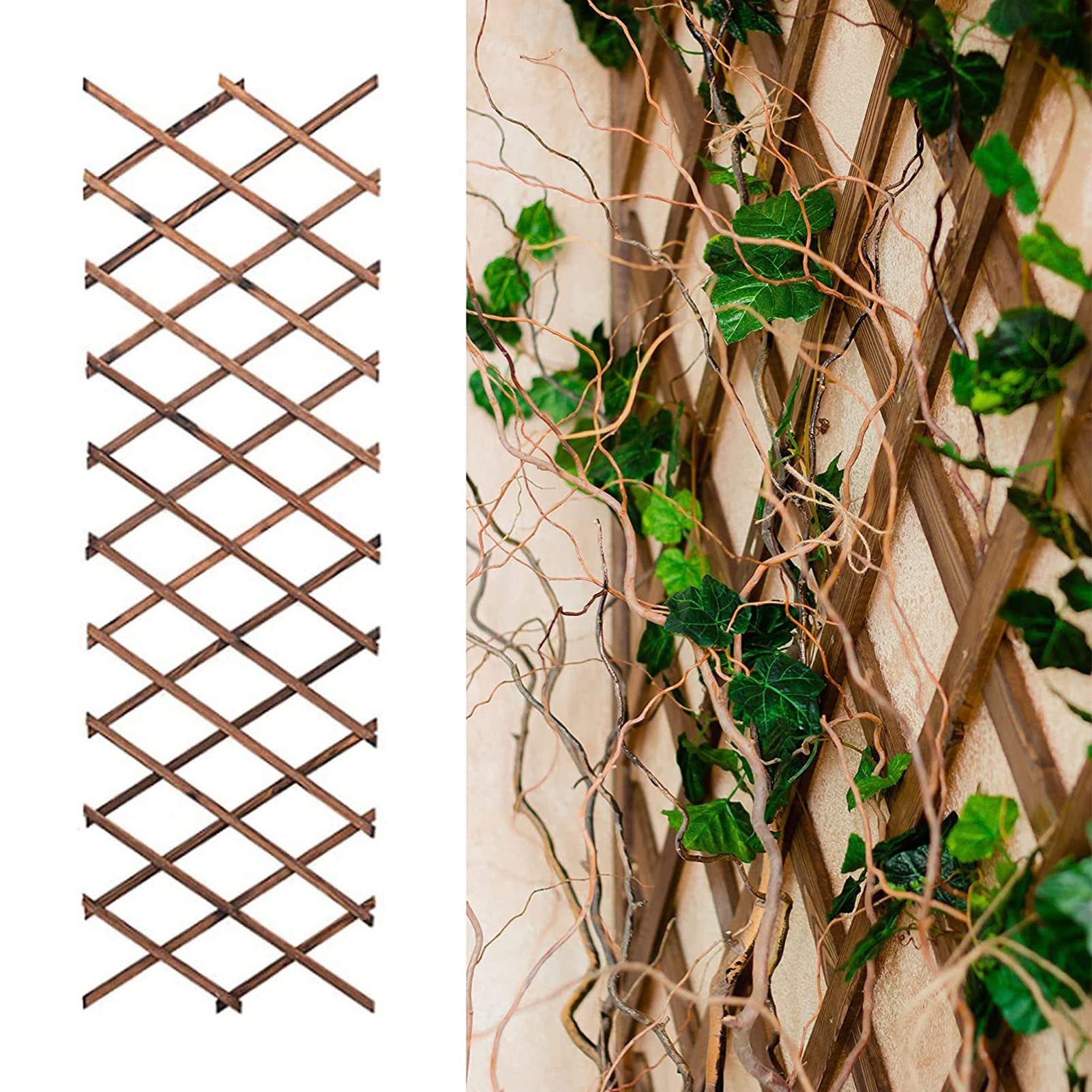 Kuuleyn Expandable Fence,Lattice Panels, Expandable Plant Climbing Lattices Extensible Pine Fence Plant Support for Climbing Plants