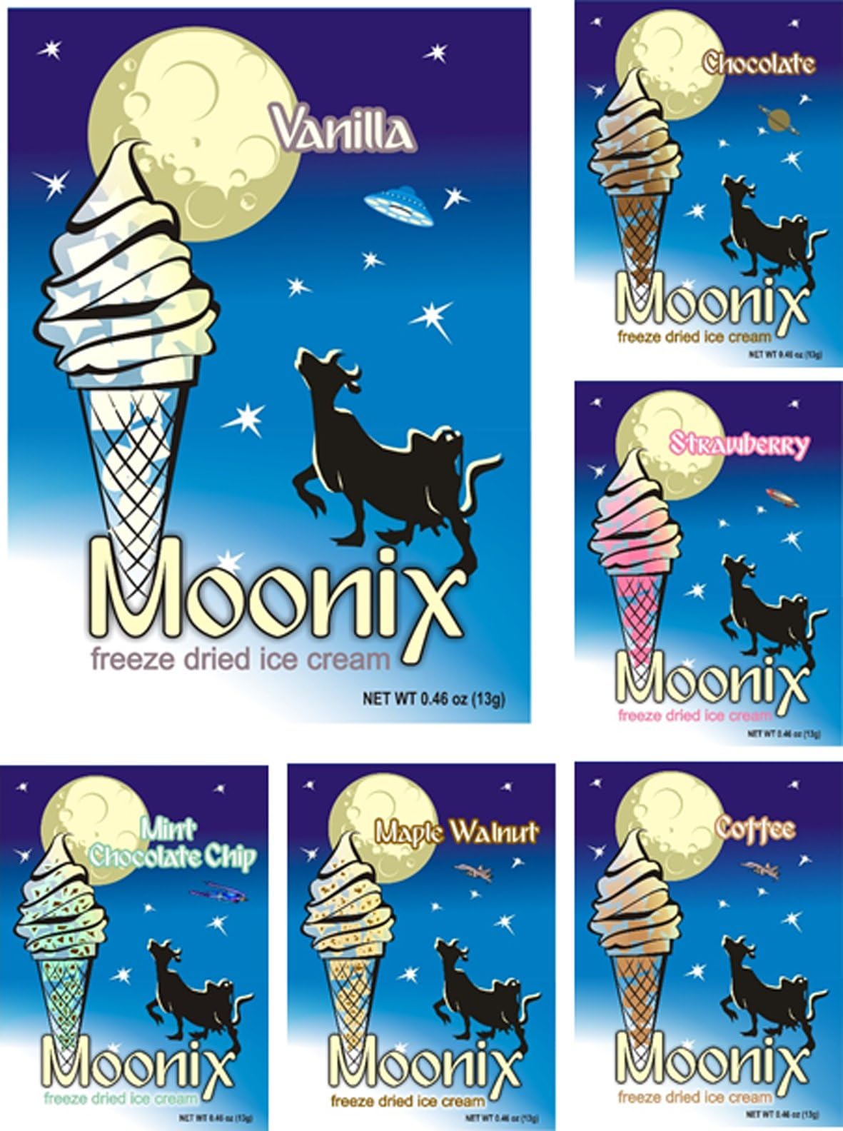 Moonix Freeze Dried Ice Cream. Variety pack. 5ct (Build Your Own)