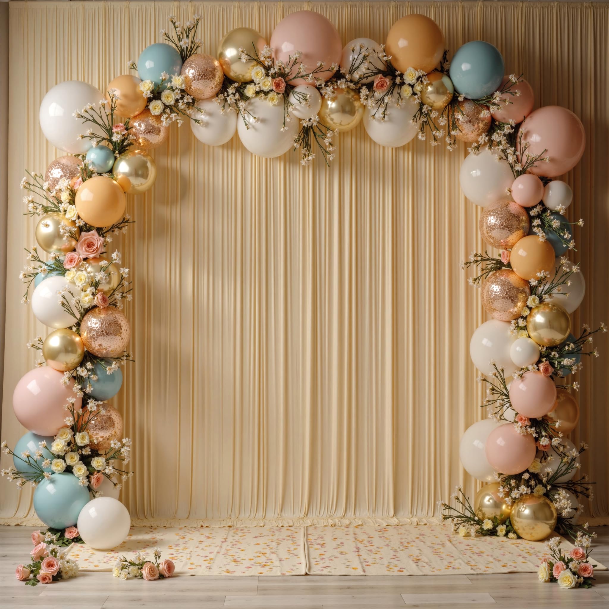 Photo 1 of 10ftx12ft Beige Backdrop Curtains for Wedding-Wrinkle Free Backdrops Curtain Drapes Fabric Decorations Photo Back Drop Cloth for Baby Shower Photography Stage Reception 2Panels 12ft(H) x 5ft(W)