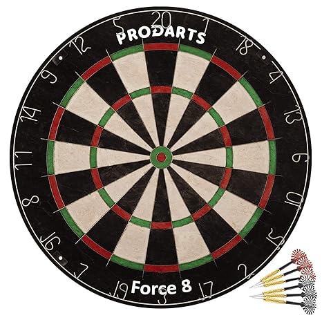 ProDarts Dartscheibe Force 8 – Aus hochwertigen A-Klasse Sisal Bristles – Extra dünne Drahtränder – 451 x 38 mm – Gratis-Gesc