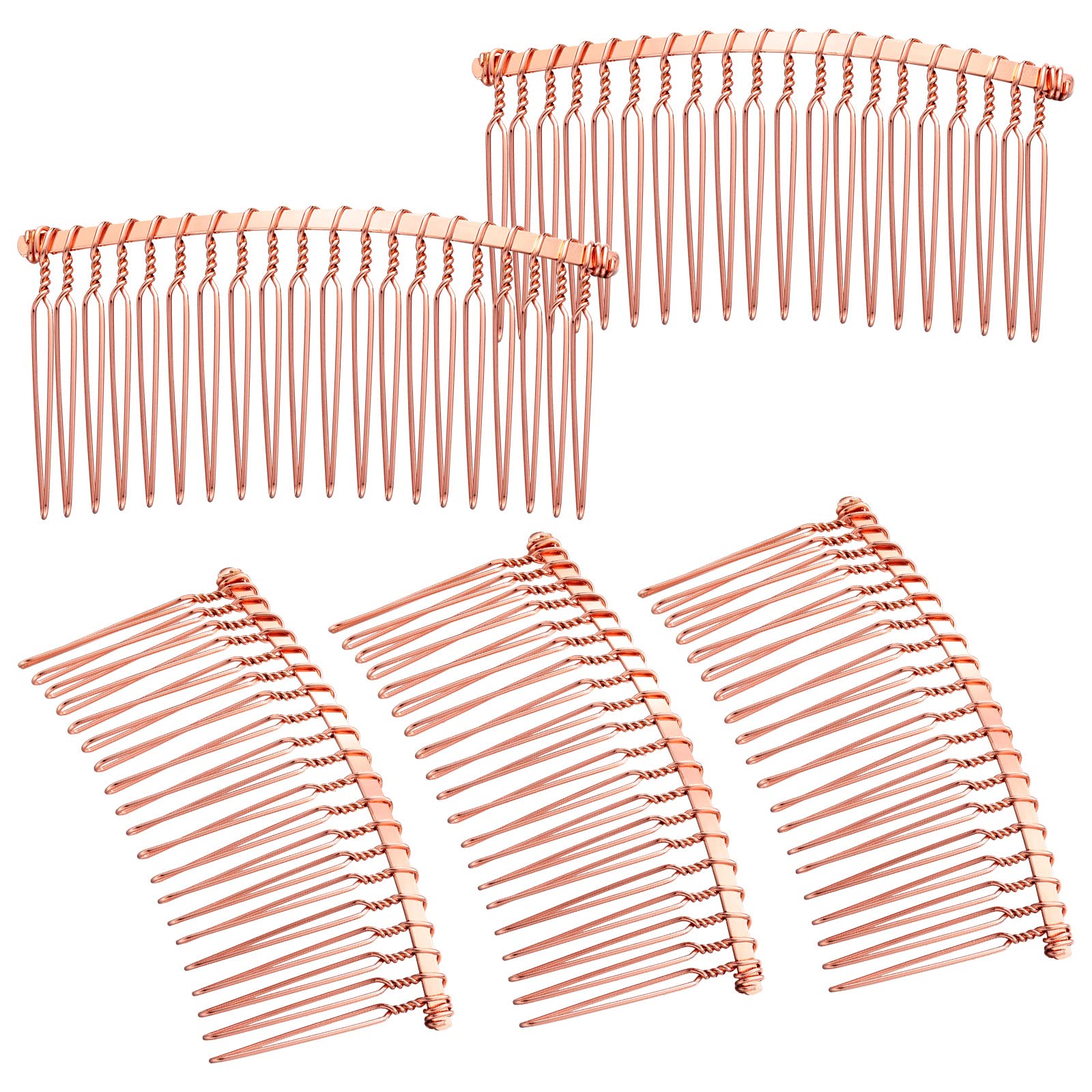 Photo 1 of Hicarer 5 Pcs Rose Gold Metal Wire Hair Combs, 20 Teeth Wire Twist Bridal Wedding Veil Combs