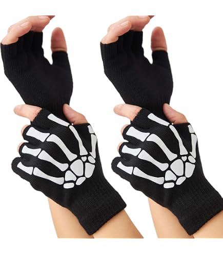Amazon.com: OTPEH Skeleton Gloves For Women Men Adults Fingerless