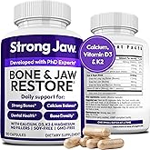 Strong Jaw - Bone & Jaw Restore – Calcium Supplements with Vitamin D3, K2 & Magnesium | Non-GMO | Bone Builder & Nutrition Support for Women & Men | Density Support Formula | 180 Capsules Bottle