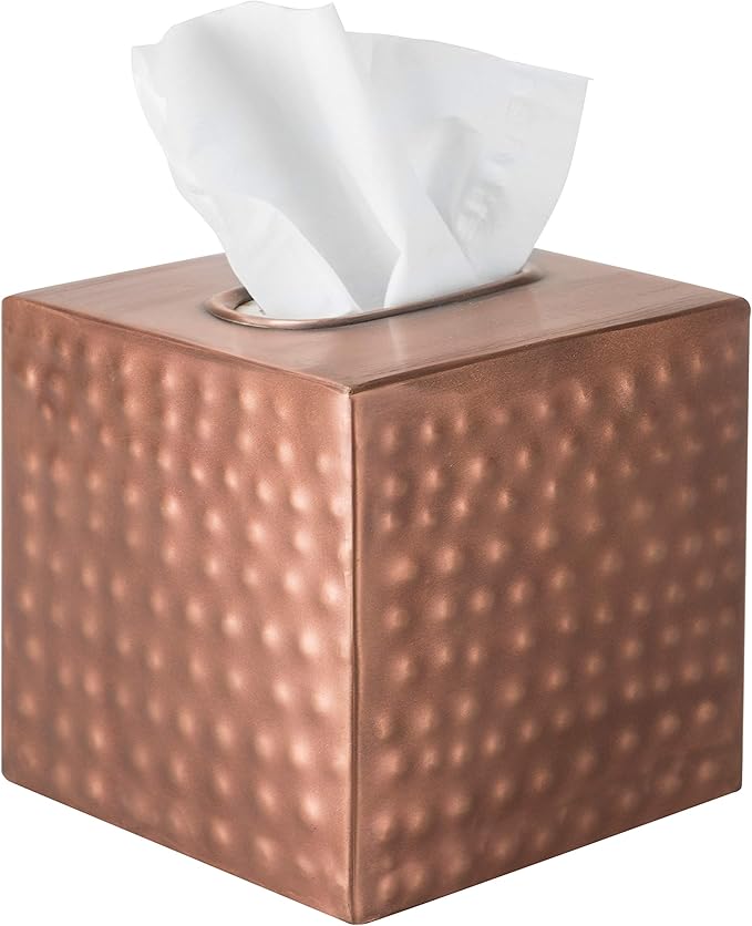 MyGift Antique Hammered BronzeTone Metal Tissue Box Cover
