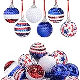 Deloky 24 Pcs Independence Day Sequin Balls Ornaments- 1.57 Inch 4th of July Patriotic Ornaments Hanging Balls- Red White Blue Tree Balls Ornaments for Memorial Day Veteran Day Tree Decorations