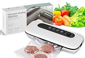 Vacuum Sealer Machine, Automatic Vacuum Air Sealing System For Food Preservation,60KPA Strong Suction,Dry&Moist Food Modes(White)